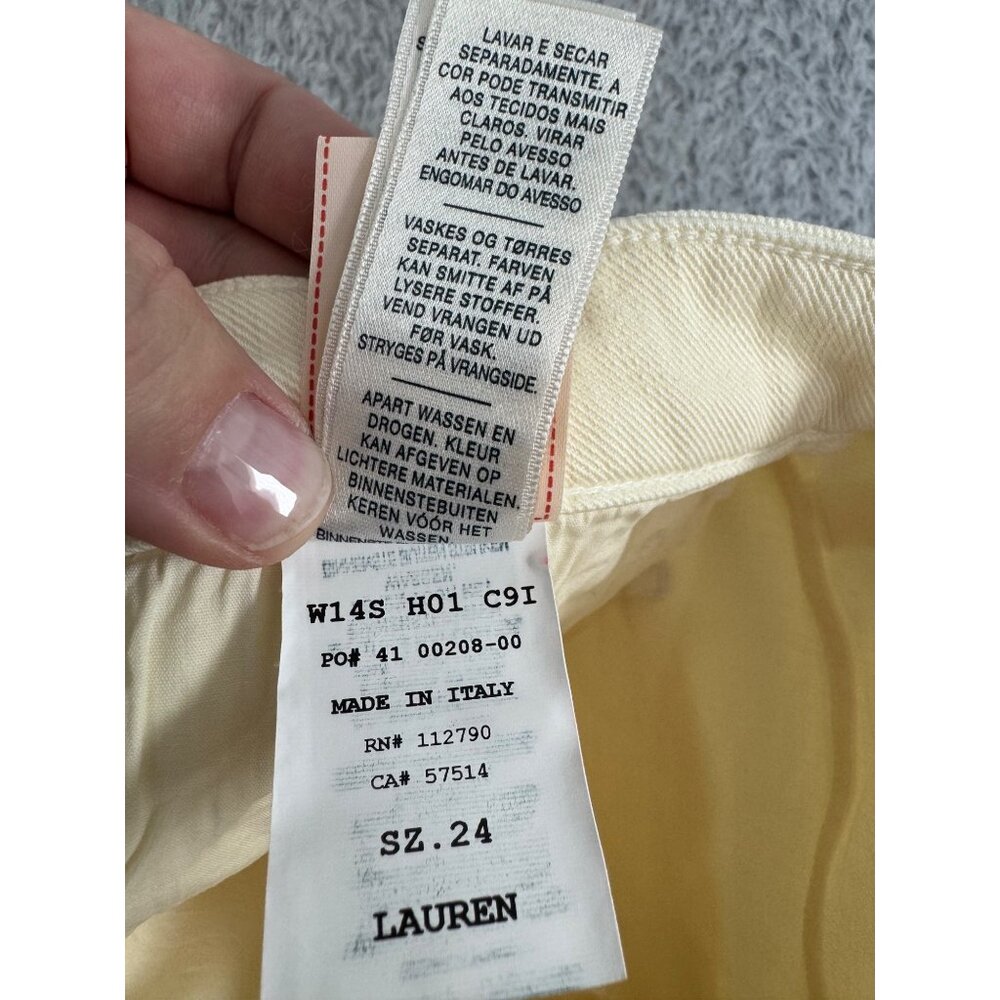 True Religion Womens Pale Yellow Denim Shorts NWT Size 24 Made In Italy - Picture 7 of 16